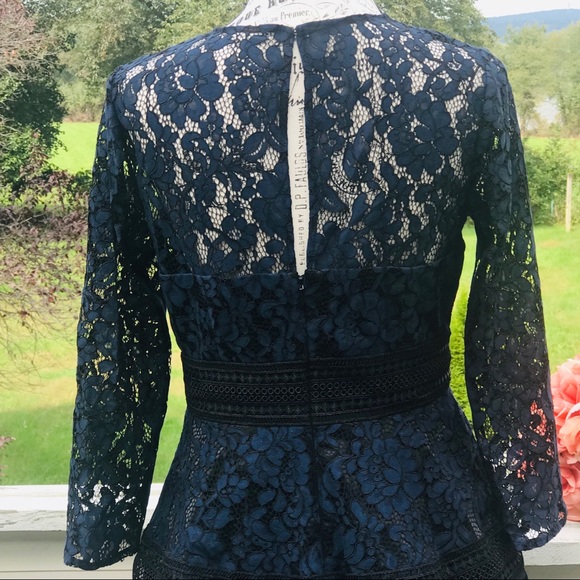 ELIZA J Lace Fit & Flare Dress Navy & Black Sz 6 - Picture 6 of 8